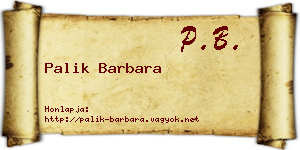 Palik Barbara névjegykártya